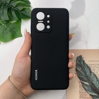 قاب گوشی Honor X7A آنر سیلیکونی پاک کنی اورجینال داخل پارچه ای محافظ لنز دار مشکی 